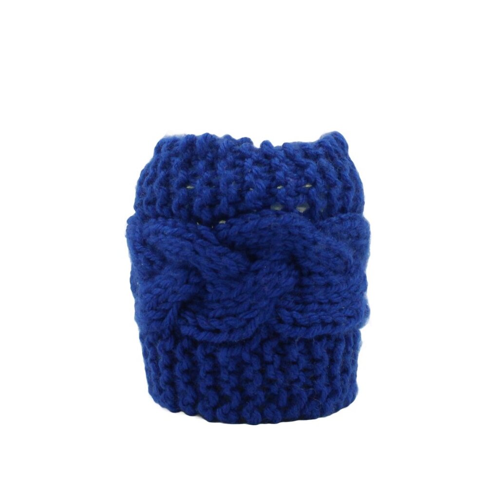Handmade Hand Knit Royal Blue Cable Knit Candle Cozy